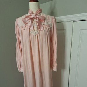 Nightgown by Donna Richard for Gilligan & O'Malley Pink with White Lace Overlay